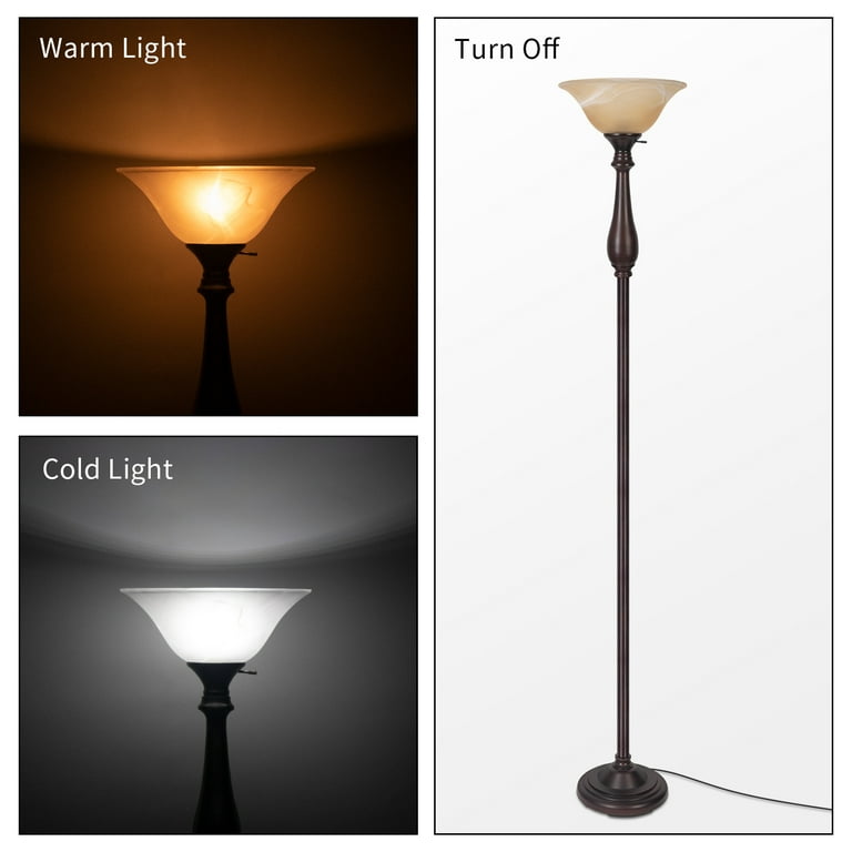HonoDing Torchiere Floor Lamp with Glass Shade photo 5