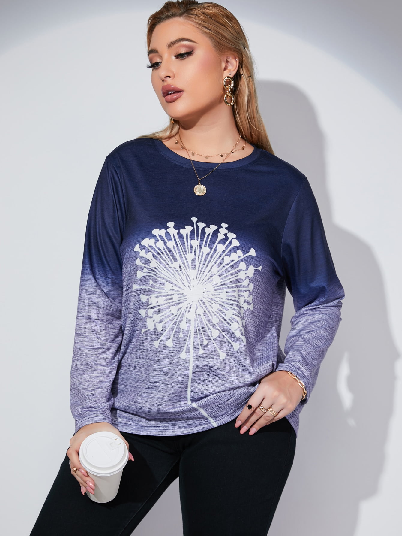 dandelion print ombre tee
