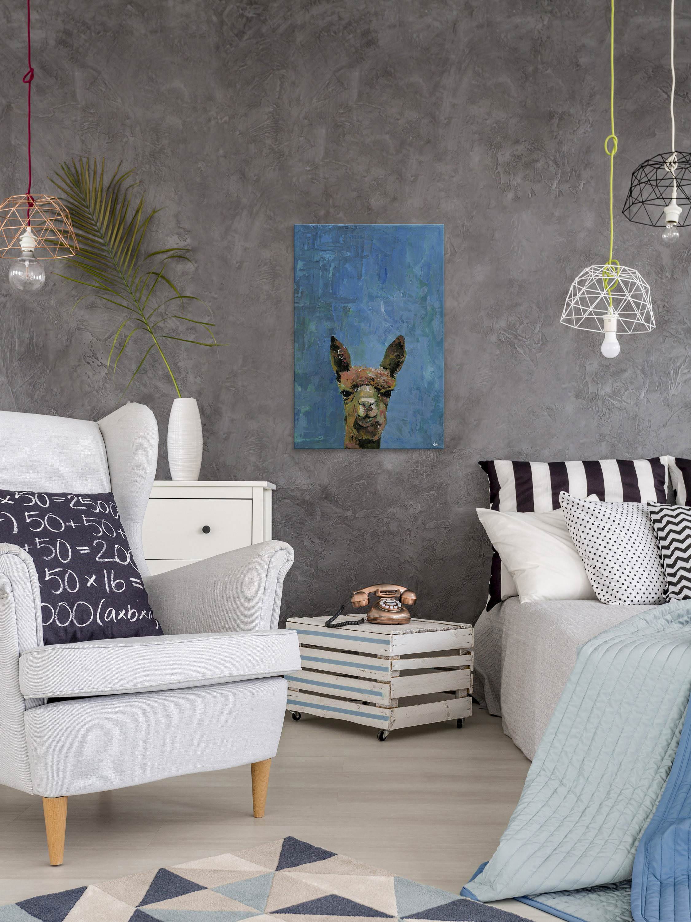 What up Llama Painting Print on Wrapped Canvas