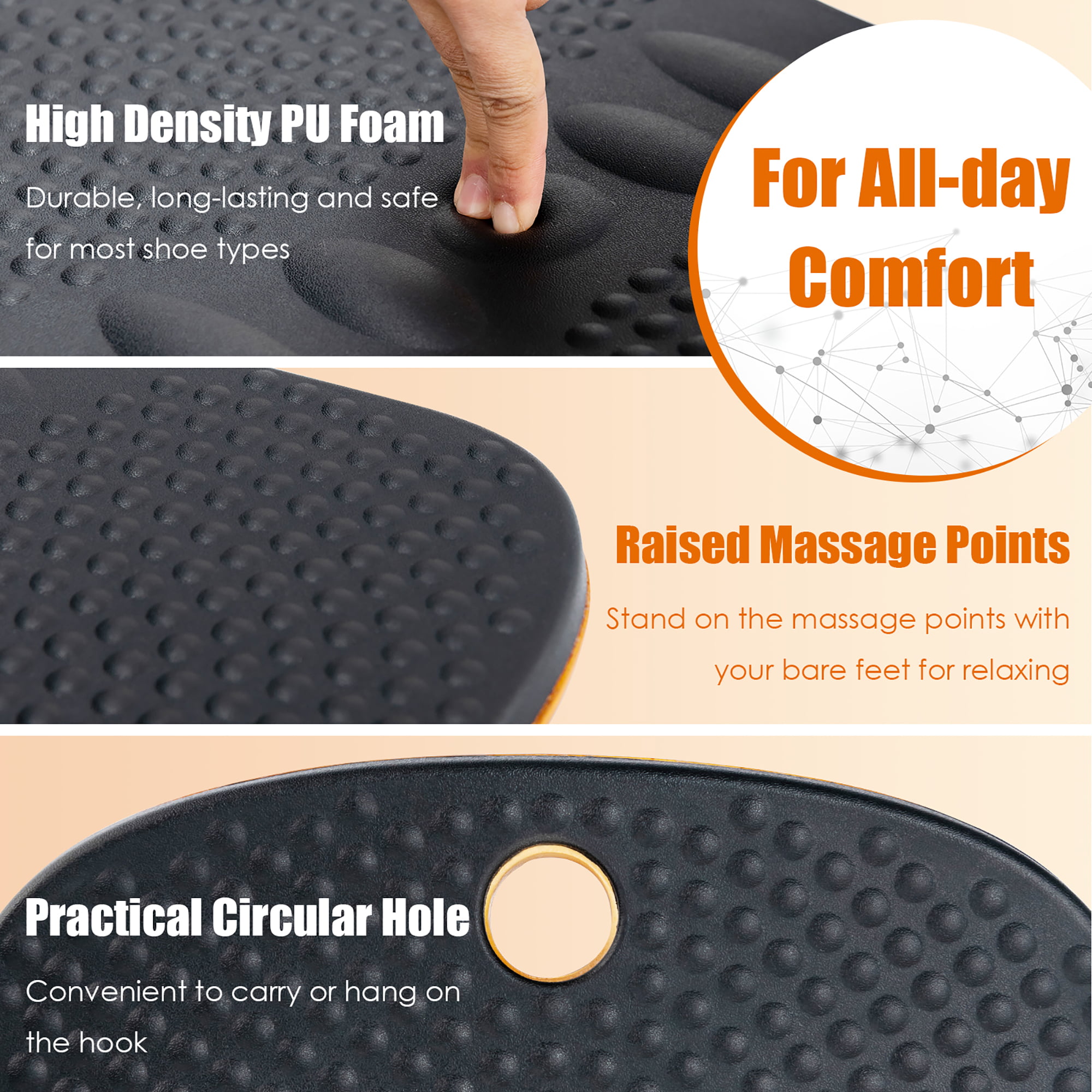 Costway Anti Fatigue Wobble Balance Board Mat W/ Massage Points For Standing  Desk Workout : Target