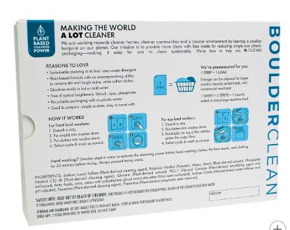 Boulder Clean Laundry Detergent Sheets, Free & Clear, 160 Loads, 80 Sheets