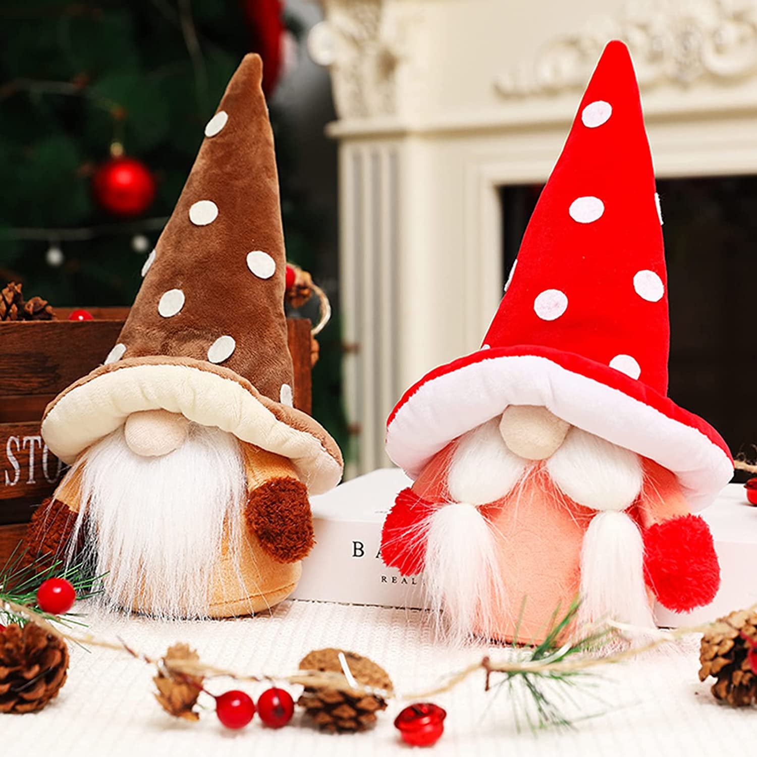 Christmas Mini Scarf Santa Claus Hat Room Pet Party Xmas Decor Ornaments 2Pcs 