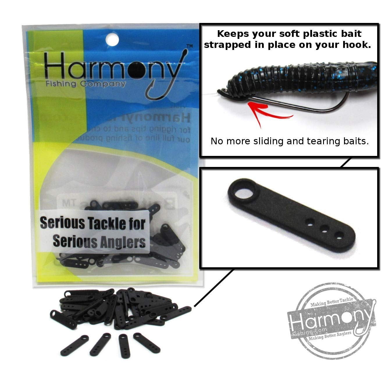 Harmony Bait Straps 40 Pack - Secure Your Soft Plastic baits on Your Hook  to Prevent Sliding and Tearing