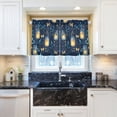 thumbnail image 5 of Yayeee Kitchen Curtains Light Filtering 27"x24" Rod Pocket Short Cafe Window Panel, Blue Fireflies Pattern, 5 of 7