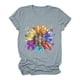 thumbnail image 4 of Gibobby Blusas De Manga Larga Para Mujer Mujeres Casual Sunflower Camisas de imprenta Cuello corto de manga corta Tee Tops Tunic Blose（Gris， L), 4 of 5