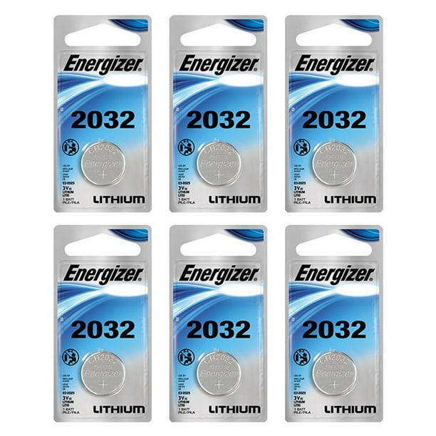 6x Energizer CR2032 Batteries 3v Lithium Carded Coin Button Battery