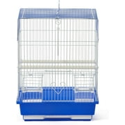 Prevue Pet Products Flat Top Economy Parakeet and Small Bird Cage with White Wire, Blue Plastic Base with Removable Tray