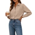 thumbnail image 4 of Button Down Shirts for Women Cotton Oxford Shirts Long Sleeve Dress Shirts Work Casual Solid Tunic Tops Collared Blouse Linen Tops, 4 of 6