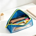thumbnail image 3 of Large Mesh Pencil Cases 8.3 Inch, Clear Transparent Stationeries Bag for Kidults, High Capacity Class Pencil Bag with Bottom, Blue, 3 of 6