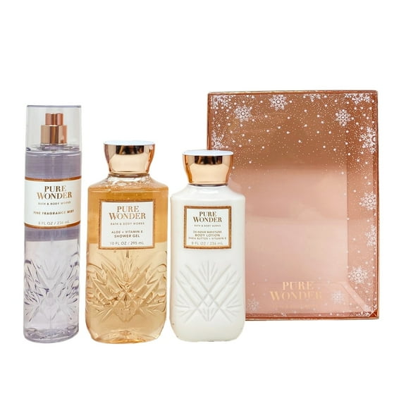 Bath and Body Works Pure Wonder Gift Box Trio Set - Fragrance Mist - Shower Gel - Body Lotion - Full Size