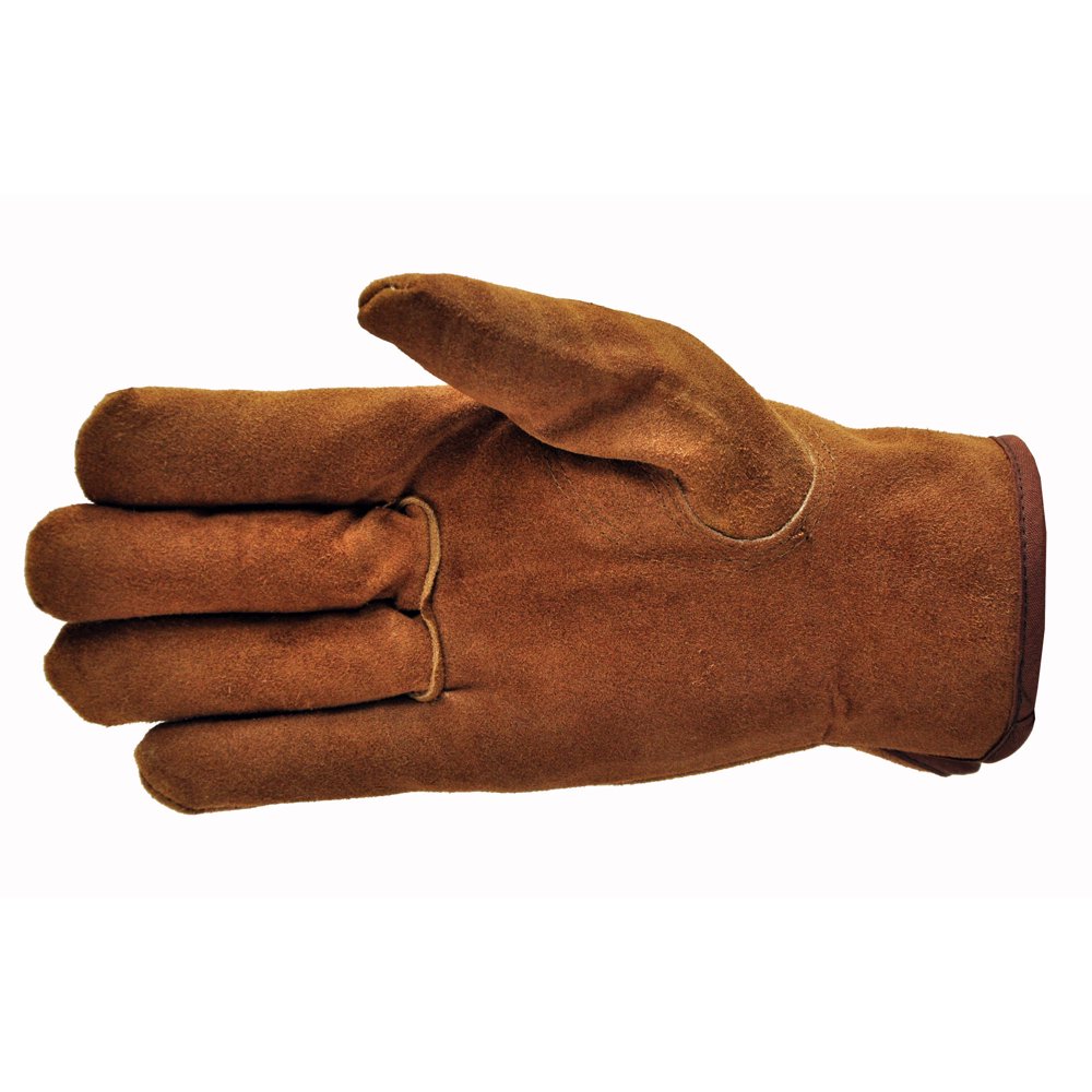 G & F Suede Cowhide Leather Gloves with Pile Lining, 3 Pairs, Large