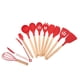 thumbnail image 3 of Juego de utensilios de cocina de 12 piezas, mango ergonómico de madera, utensilios de cocina de silicona, utensilios de cocina para cocinar, color rojo, 3 of 10