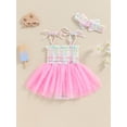 thumbnail image 3 of Biezeib Baby Girl Slip Dress, Tie-up Pleated Stripes Tulle Patchwork Princess Dress Clothes for Daily Party, 3 of 6