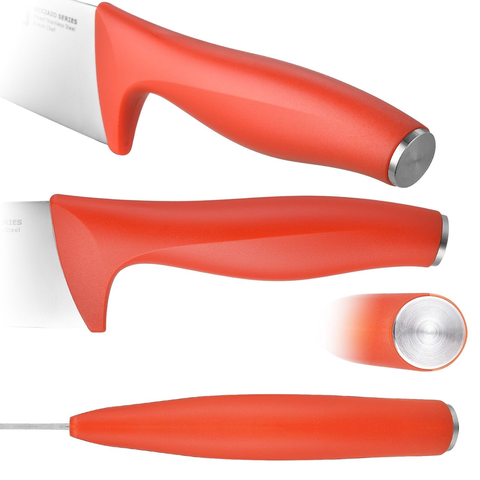 Klaus Meyer Acciaio High Carbon Stainless Steel 17 Piece Kitchen Knife Block Set (Red)