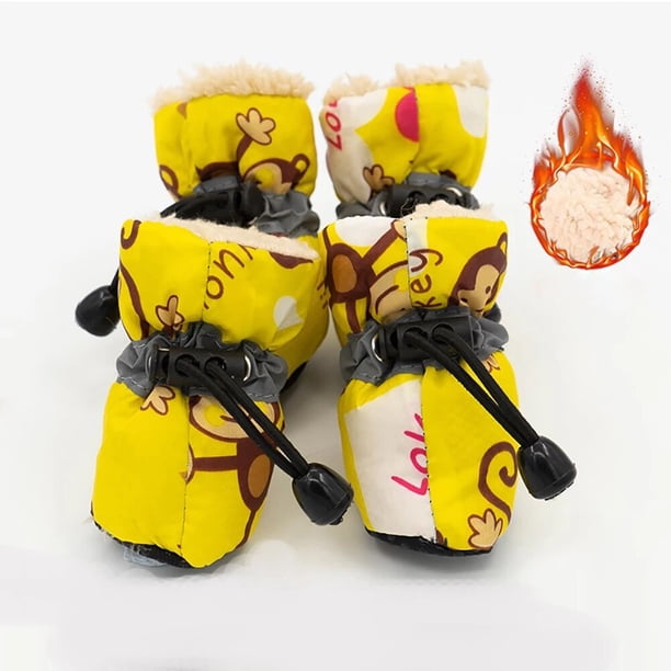 Juego de cubiertas de zapatos impermeables para perros, zapatos silenciosos antideslizantes de suela suave reutilizables, botas cálidas de invierno para cachorros para días lluviosos al aire libre, 4