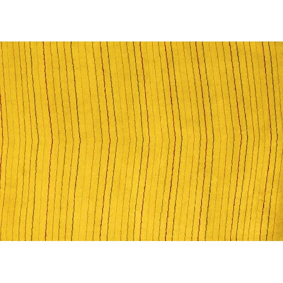 Ahgly Company Machine Washable Indoor Rectangle Solid Yellow Modern Area Rugs, 2' x 3'