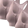 thumbnail image 4 of Sentmoon Woman Bra Sport Bra 4 Pack Front Zipper Sports Bra Underwire Support Breathable Soft Stretch Back Gather Design Secure Fit Workout Running Gym Active Bra for Training, 4 of 8