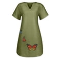 thumbnail image 4 of Cameland Women Robe Décontractée Grande Taille à Col en V Imprimé Manches Courtes Peplum, 4 of 9