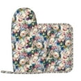 thumbnail image 2 of Sikiie Colorful Flowers Oven Mitts and Pot Holders Set, Kitchen Oven Glove High Heat Resistant with Non-Slip Silicone Surface for Cooking, 2 of 7