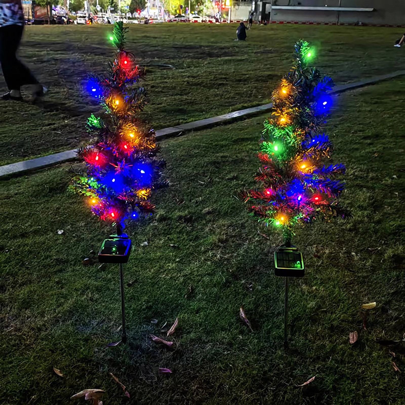 Bxaolu Solar Christmas Tree Garden Stake Lights - Waterproof Christmas Decorations Tree Lights - Outdoor Xmas Tree Light Christmas Décor Pathway Lights Patio Yard (29.5", 2Pack)