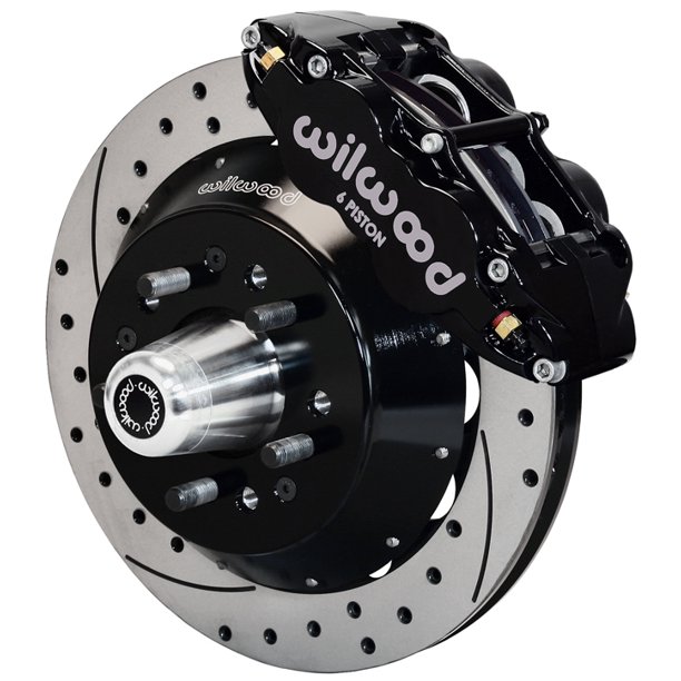 NEW WILWOOD FRONT DISC BRAKE KIT, 13" DRILLED ROTORS, BLACK 6 PISTON