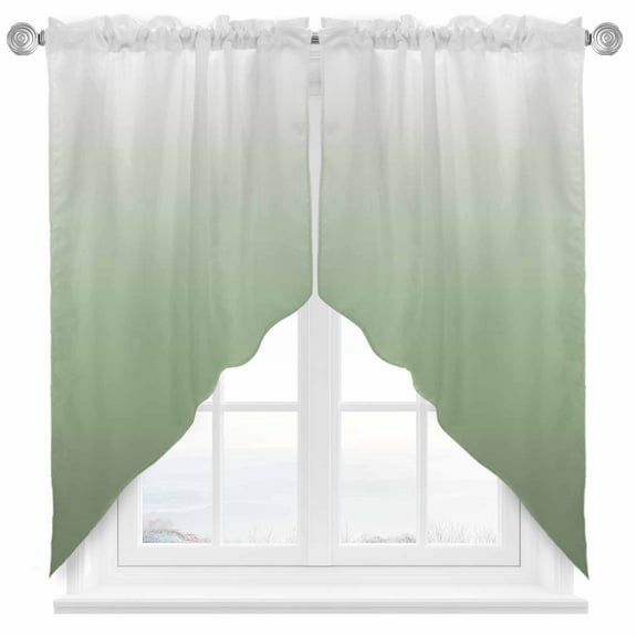 Sage Green Swag Valances for Windows 2 Pack Green Gradient Ombre Color Swag Kitchen Curtains 63 Inches Long Rod Pocket Short Window Treatment for Kitchen Bathroom 36"x63"