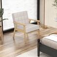 thumbnail image 5 of Gymax Modern Accent Chair Set of 2 Upholstered Armchair w/ Rubber Wood Armrests, 5 of 10