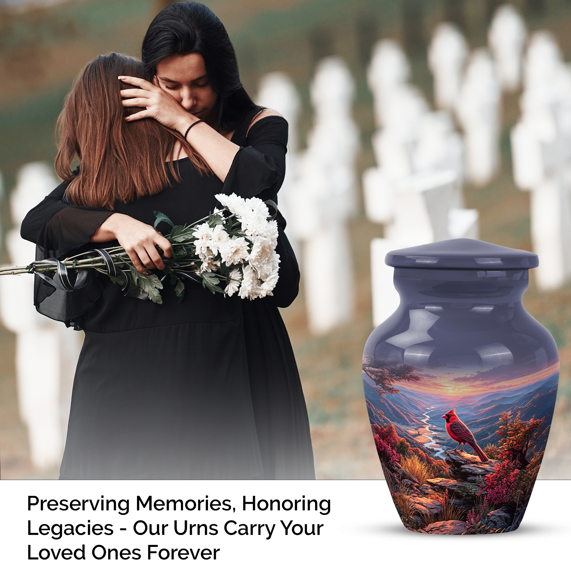 Cardinal Bird Small Urn For Human Ashes Adult Male - Cloud Keepsake Decorative Burial Urn For Women - Grey Funeral Tiny Urns For Memorial - Mini Sunset Cremation Urns For Adults 3 Inch