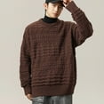 thumbnail image 4 of Hrsba Mens Crewneck Sweater Solid Color Textured Thick Long Sleeve Knit Sweater for Men Casual Fall Winter Warm Pullover Top, 4 of 5