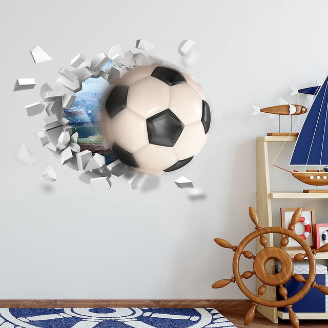 Pegatinas de pared de fútbol BRI 3D para dormitorios de niños arte de vinilo