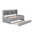 thumbnail image 6 of Euroco Twin Size Captain Bed, Daybed with Trundle and Bookcase, 3 Drawers and Shelf Platform Bed, Gray, 6 of 13