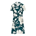 thumbnail image 3 of Generic Summer Dresses for Women Boho Floral Print Short Sleeve Lapel V Neck Dress Knee Length Beach Casual Resort Sundress, 3 of 5