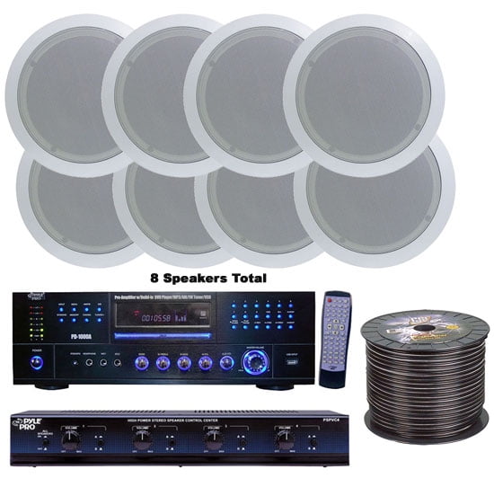 4 Room Home In Ceiling Speakers W Dvd Mp3 Amp System
