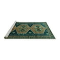 thumbnail image 2 of Ahgly Company Machine Washable Indoor Rectangle Persian Turquoise Blue Traditional Area Rugs, 5' x 7', 2 of 4