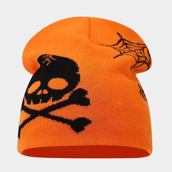 Halloween Pumpkin Face Knit Beanie Hat for Adults, Scary Lantern Pattern Slouchy Skull Cap, Warm Knitted Hat for Halloween Party Cosplay Daily Wear