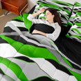 thumbnail image 5 of Manfei Abstract Wavy Stripe Twin Bedding, Modern Abstract Art Bedding Comforter Set, Green, Black and White, Black Reversible 7pcs, 5 of 6