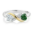thumbnail image 2 of Gem Stone King 925 Silver and 10K Yellow Gold Green Nano Emerald Ring Set with Moissanite (0.96 Cttw), 2 of 5