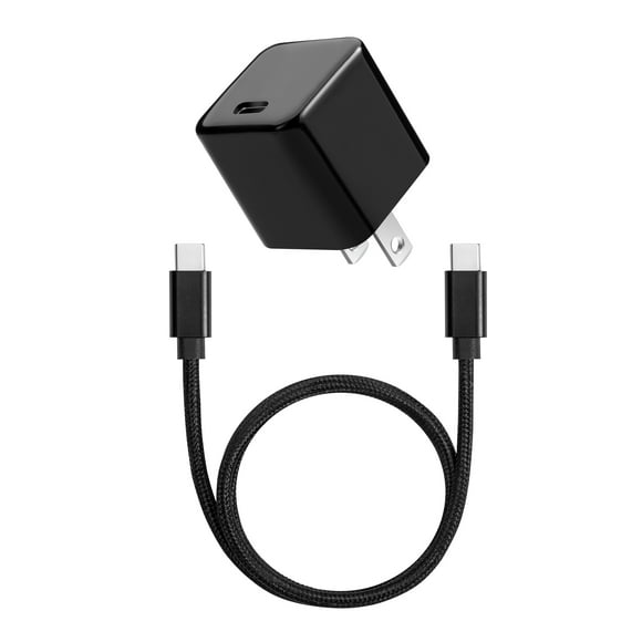 USB C Wall Charger, ROFAY 20W USB Type C Quick Charging Adapter and 2ft USB C to USB C Charger Cable Compatible with iPhone iPad, Galaxy S22 Ultra/S21+/S20/Note20 Ultra 10+ / Tablet (Black)