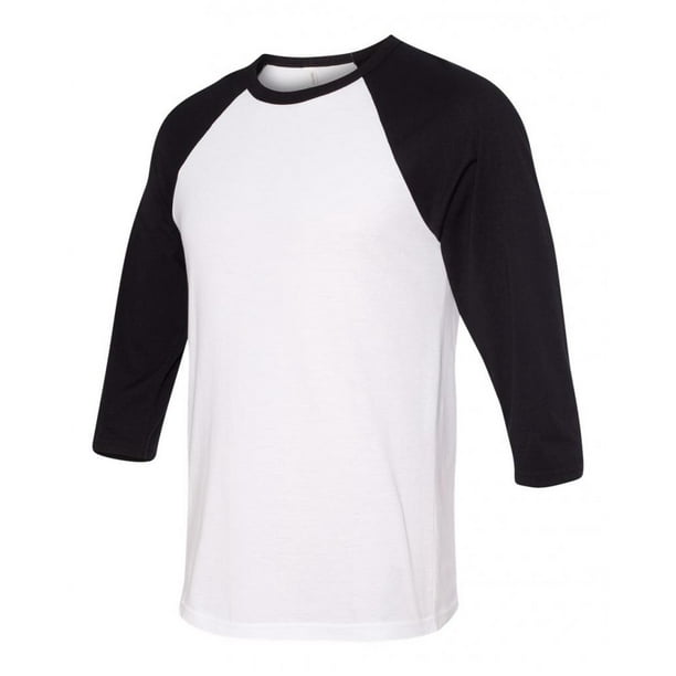 Raglán de béisbol de manga unisex de tres cuartos - Negro / blanco - 2x-grande bella Camiseta de manga corta