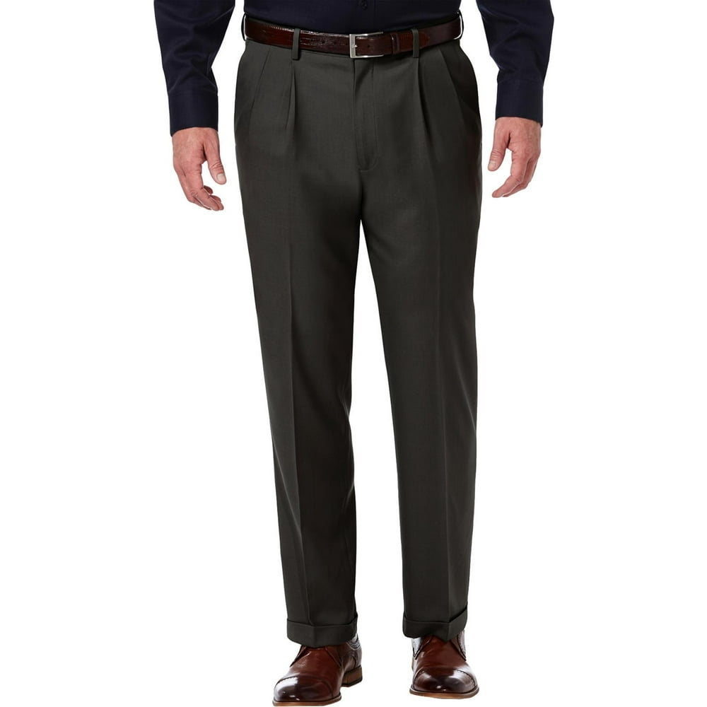 Haggar Haggar Mens Stretch Stria WrinkleFree Pleated Dress Pants