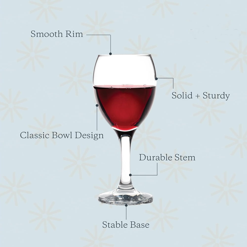 8.5 Ounce Small Wine Glasses, Set of 7, Clear Glass, Durable Stem, Dishwasher Safe