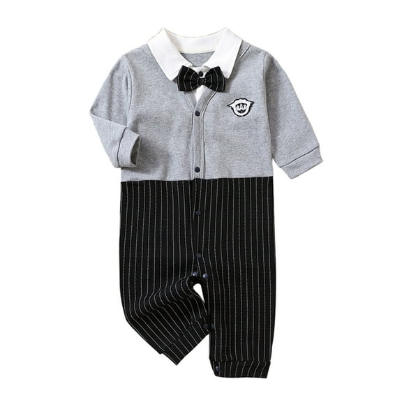 Zwiiyzr Infant Baby Boys One Piece Outfit College Style Fall Gentle Style Romper British Indoor And Outdoor Jumpsuit Gray