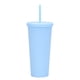 thumbnail image 1 of Taza plástica reutilizable de la taza de la agua fría 700ml, taza de la bebida del color sólido de la doble capa con la tapa y la paja, 1 of 5