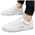 thumbnail image 3 of WEAIXIMIUNG Espadrilles d'Hiver pour Hommes Mode Bout Rond à Lacets Chaussures en Cuir Blanches Décontractées Confortables Respirantes Espadrilles, 3 of 9
