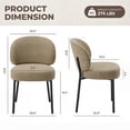 thumbnail image 6 of Set of 2 Upholstered Modern Dining Chairs, Mid Century Kitchen Chairs with Curved Backrest and Metal Legs for Dining Room, Living Room, Camel, 6 of 14