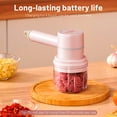 thumbnail image 5 of Xylobyte 2-in-1 Electric Hand Mixer, Electric Whisk, Mini Onion Chopper 10Oz, Small Cordless Hand Blender, 3 Speed Rechargeable Food Processor for Baby Food Maker, Pink, 5 of 13