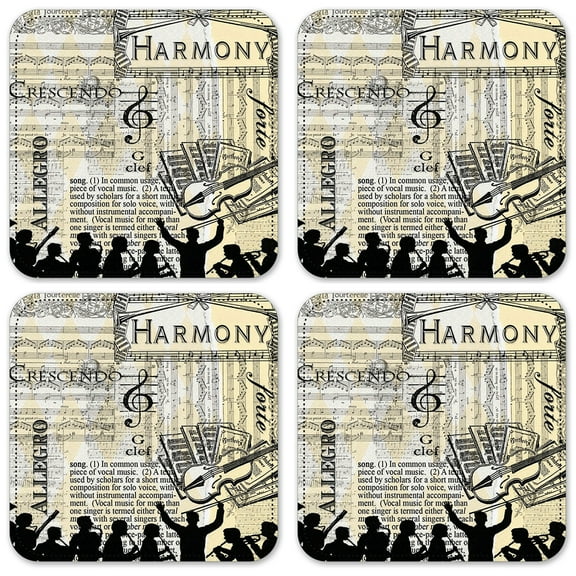 Vinyl Drink Coasters - Set of 4 - Harmony