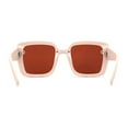 thumbnail image 4 of Womens Rectangle Rimless Thick Plastic Retro Designer Sunglasses Beige Brown Mirror, 4 of 4