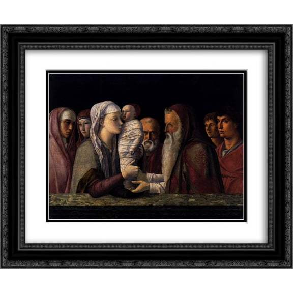 Giovanni Bellini 2x Matted 24x20 Black Ornate Framed Art Print 'Presentation at the Temple'