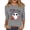 Gray, variant on Halloween Graphic Tees for Women, 3/4 Sleeve Round Neck with Witch Cat Print, Casual Spooky Top,Black S
